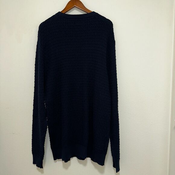 Shaquille O'neal XLG Men Geo Crew Neck Long Sleeve Sweater Navy Blue XLT $80 NWT - Picture 3 of 8